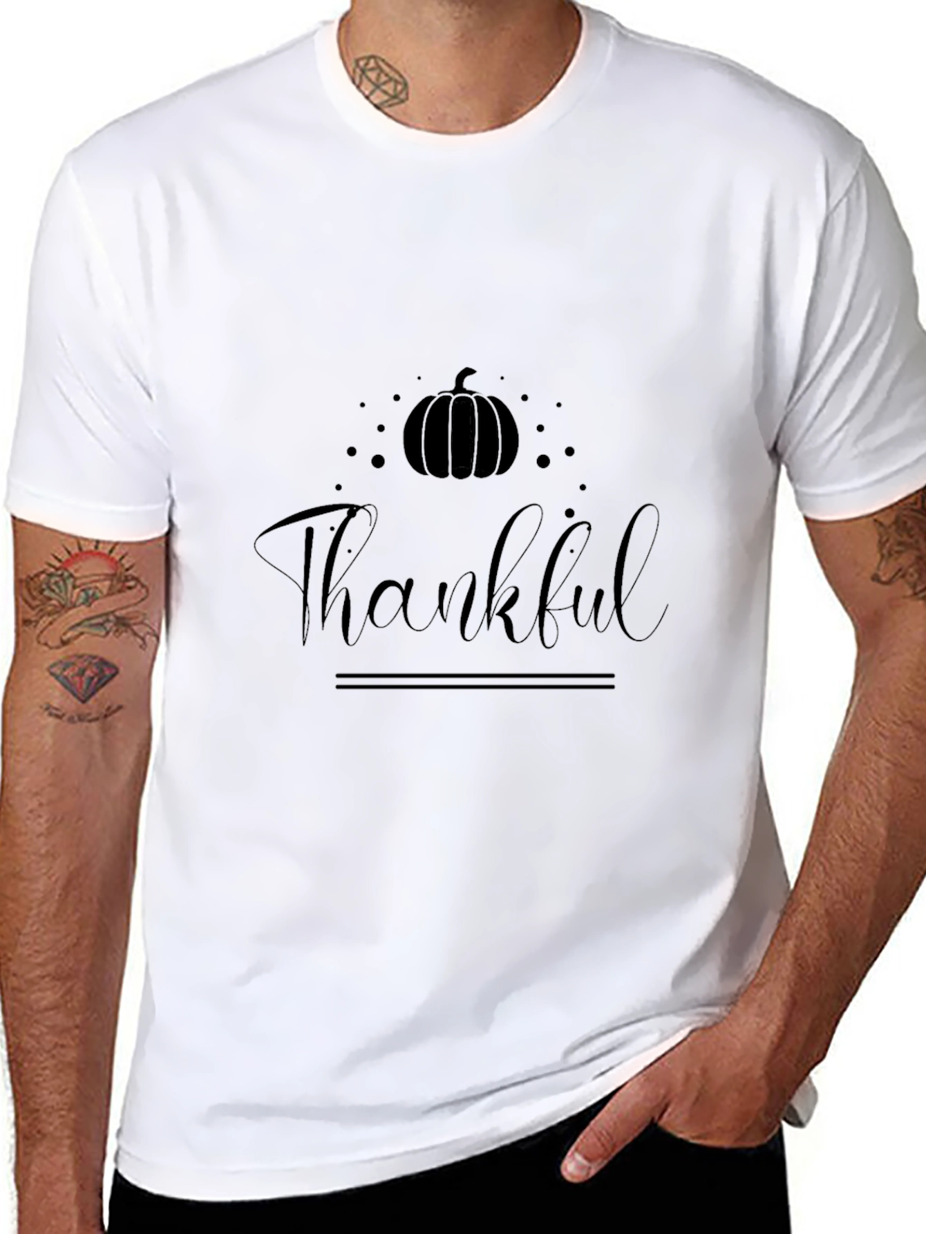 Thankful Pumpkin Graphic T-Shirt Fall Thanksgiving Tee