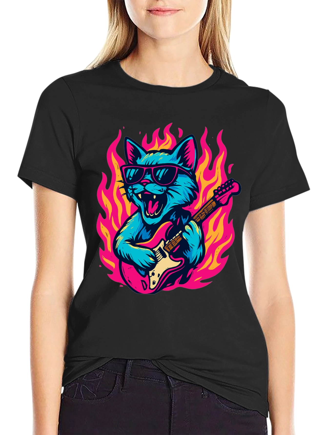 Rockin Cat Guitarist T-Shirt