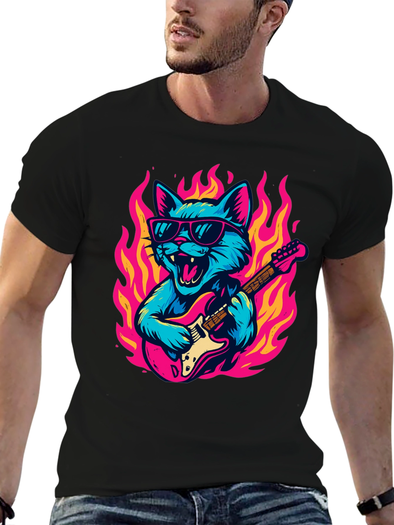 Rockin Cat Guitarist T-Shirt