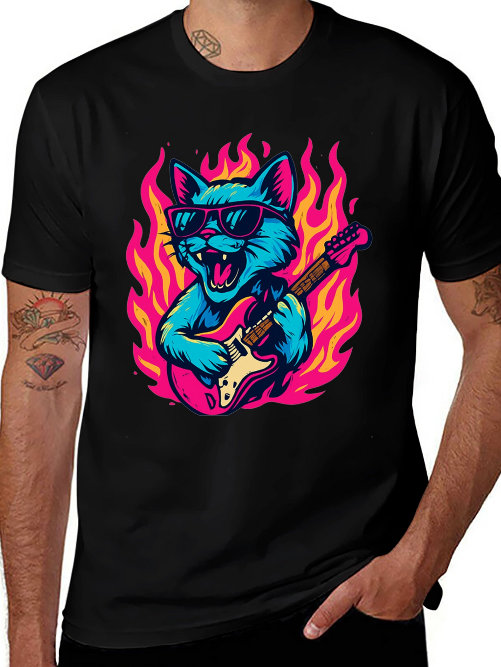 Rockin Cat Guitarist T-Shirt
