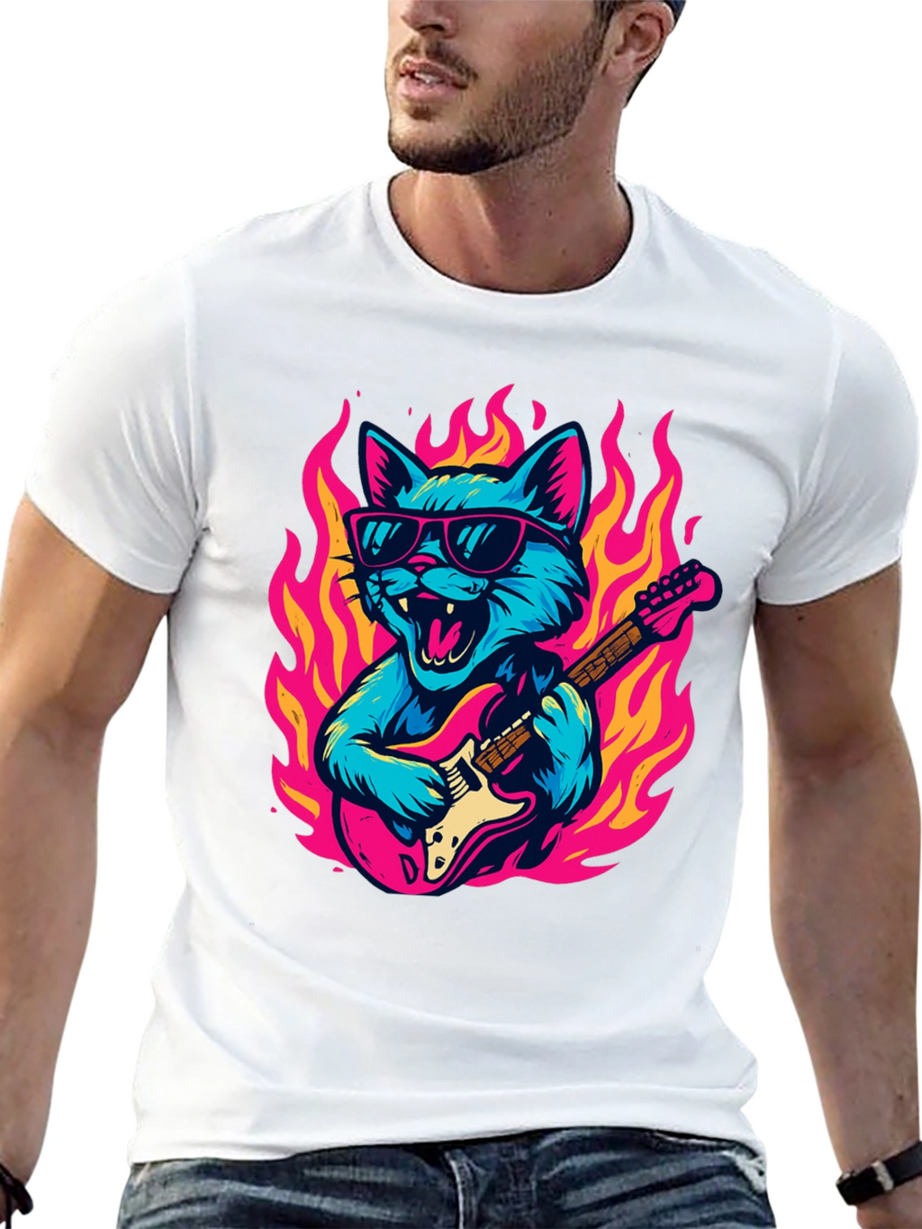 Rockin Cat Guitarist T-Shirt