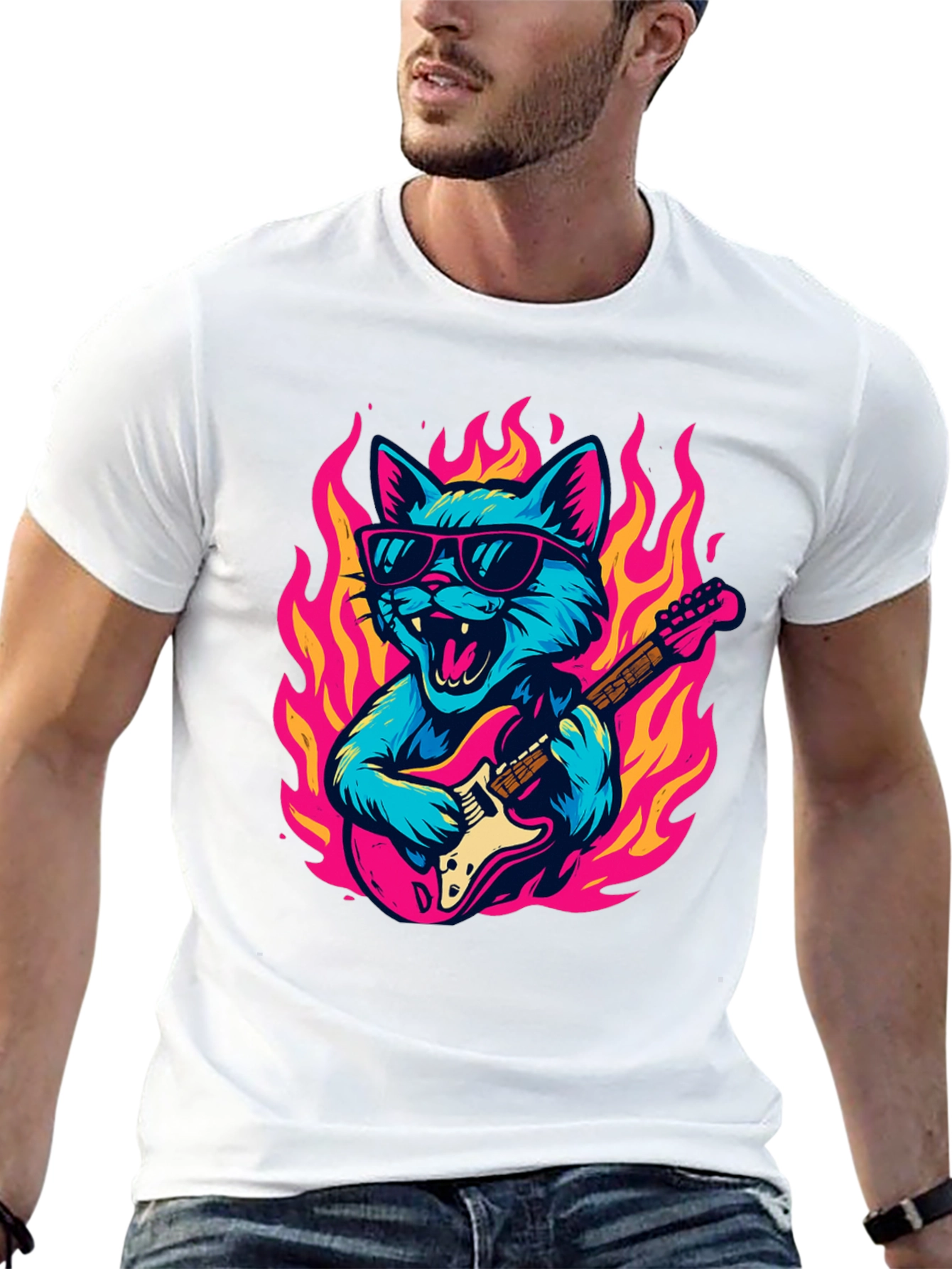 Rockin Cat Guitarist T-Shirt