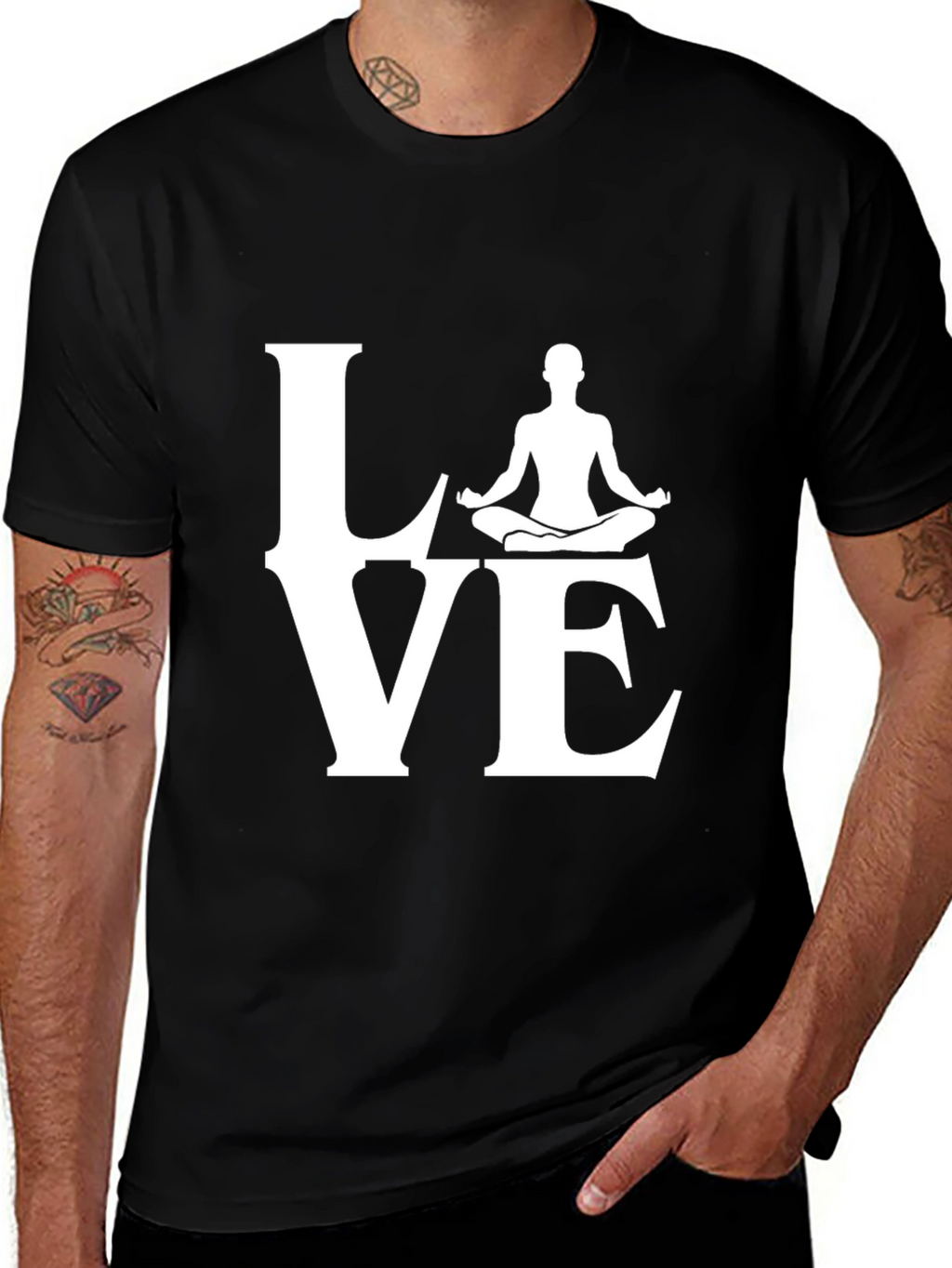 Love Yoga Black T-Shirt for Men