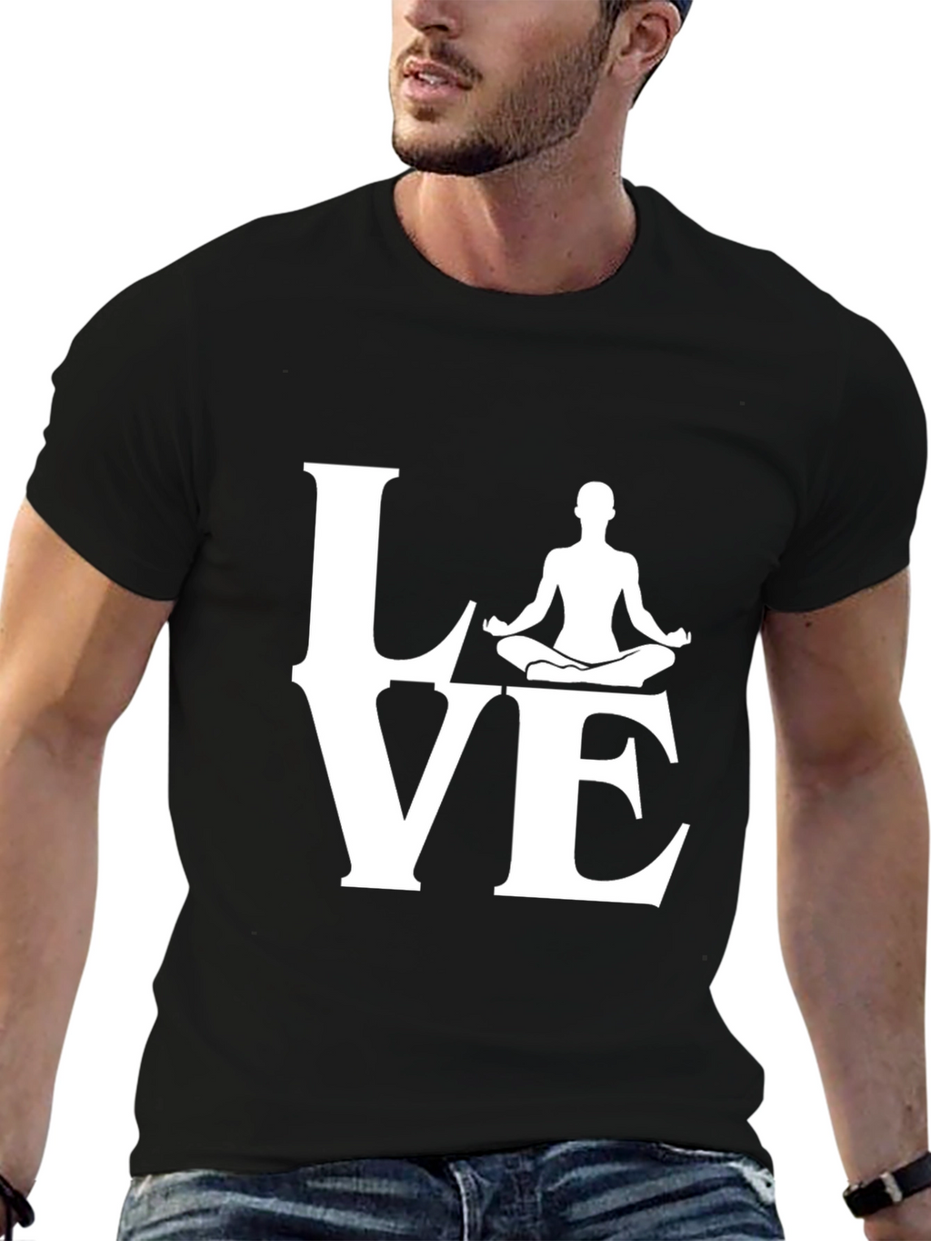 Love Yoga Black T-Shirt for Men