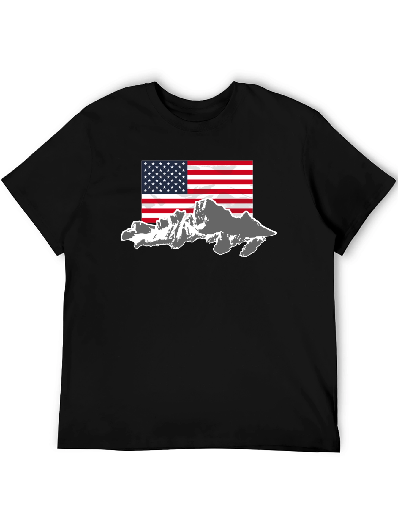 American Flag Mountain Graphic Tee - Black
