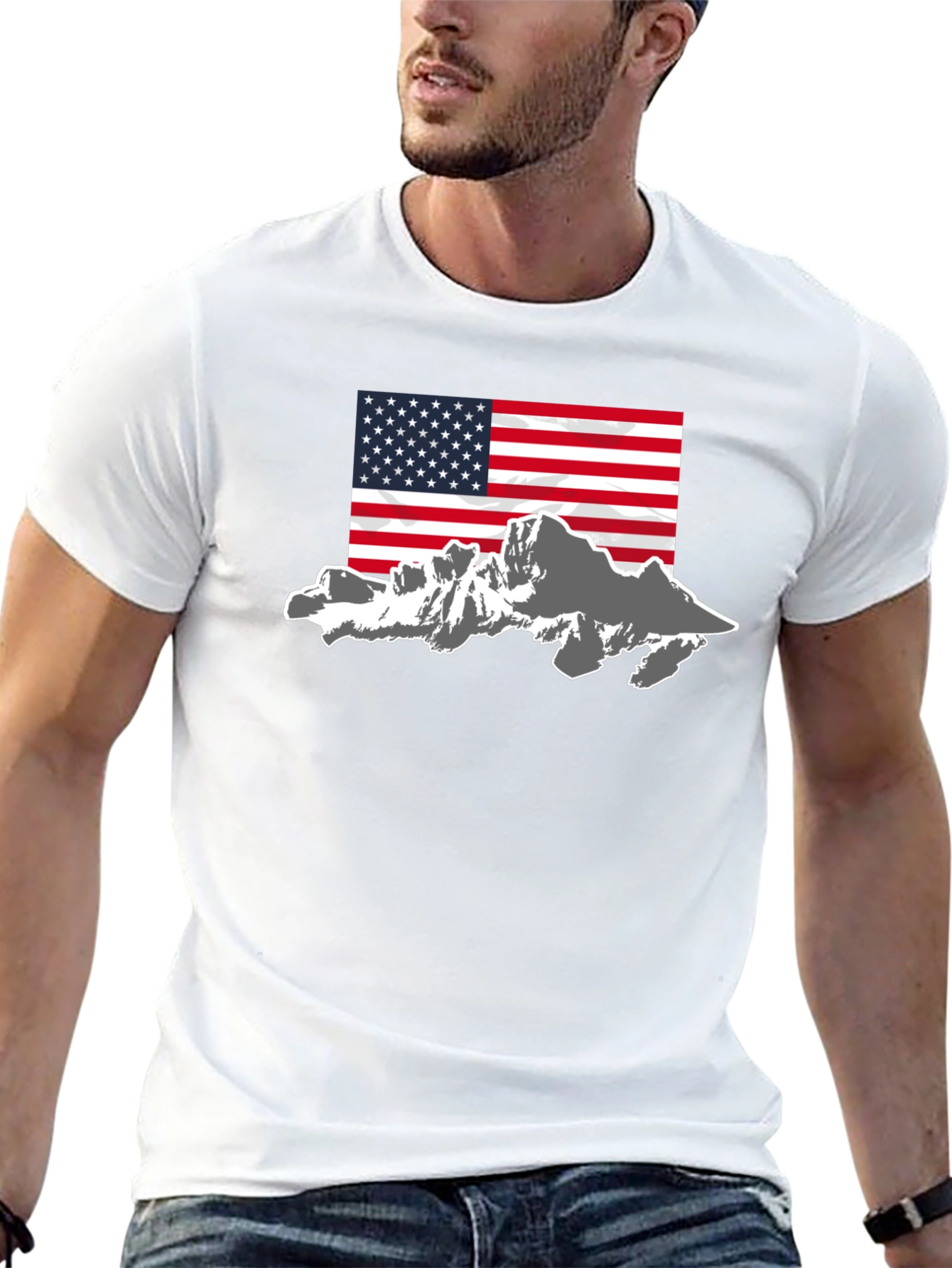 American Flag Mountain Graphic Tee - Black