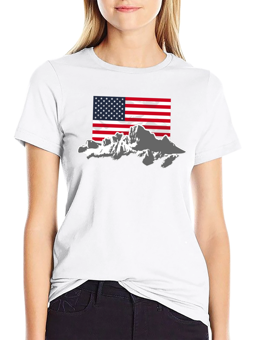 American Flag Mountain Graphic Tee - Black