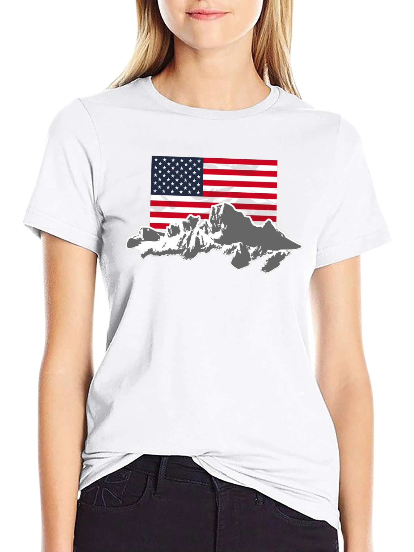 American Flag Mountain Graphic Tee - Black