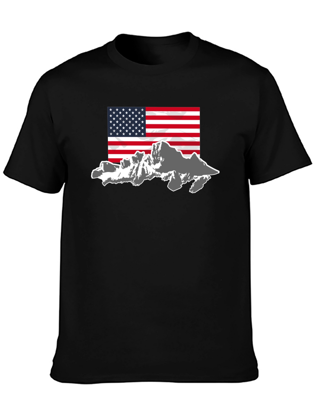 American Flag Mountain Graphic Tee - Black