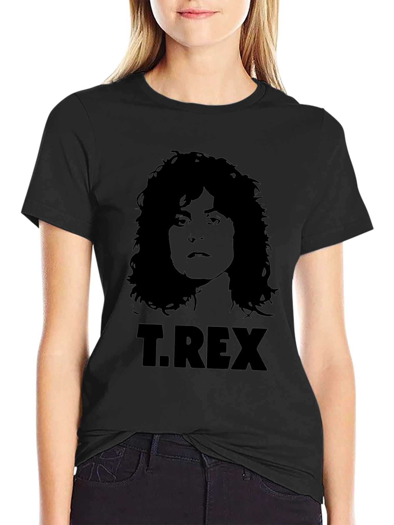 T. Rex Band Graphic Print Black T-Shirt