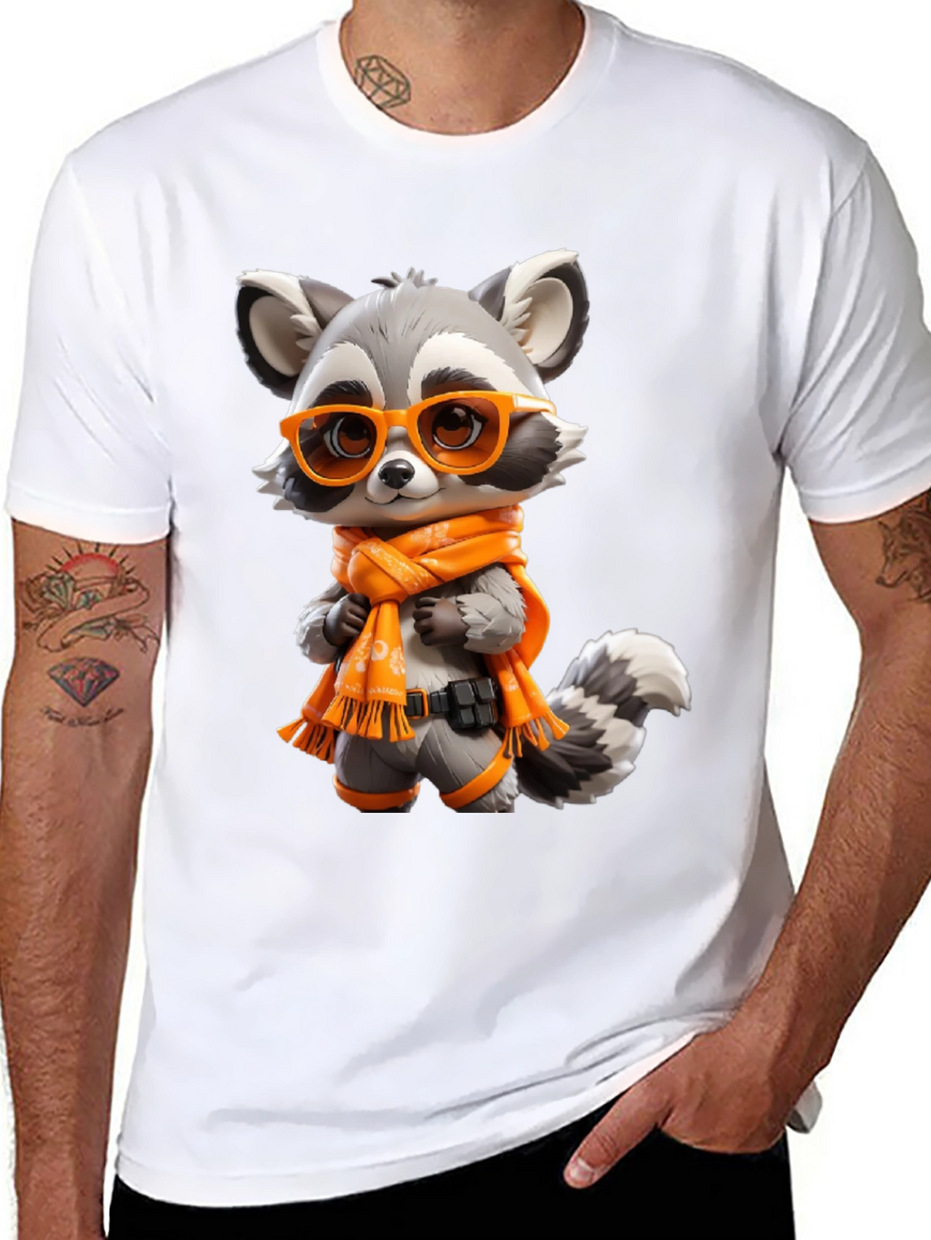 Cartoon Raccoon Graphic Tee - Unisex Black T-Shirt