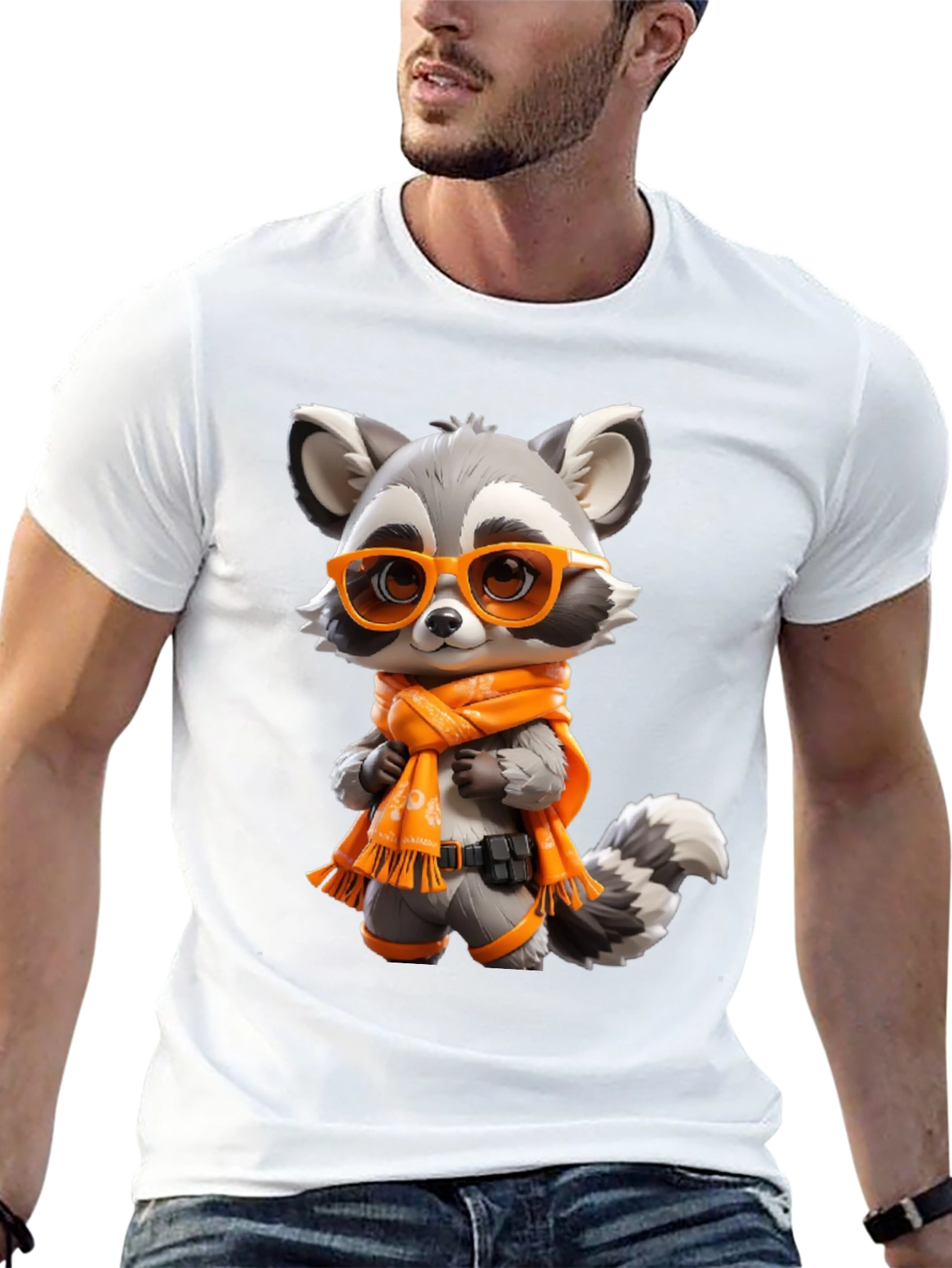 Cartoon Raccoon Graphic Tee - Unisex Black T-Shirt