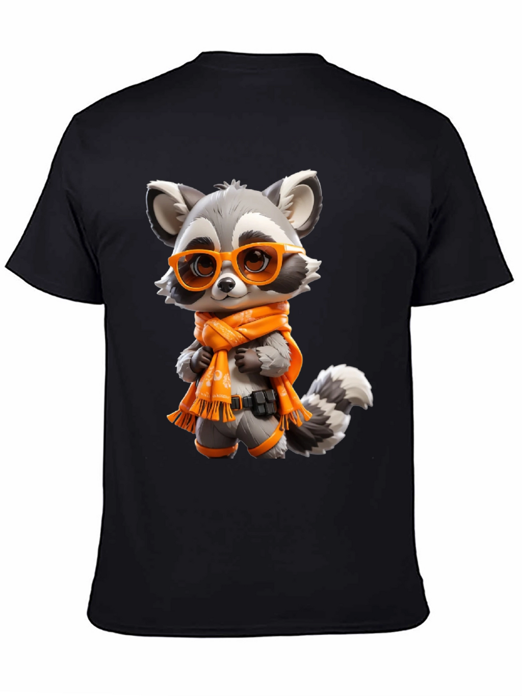 Cartoon Raccoon Graphic Tee - Unisex Black T-Shirt