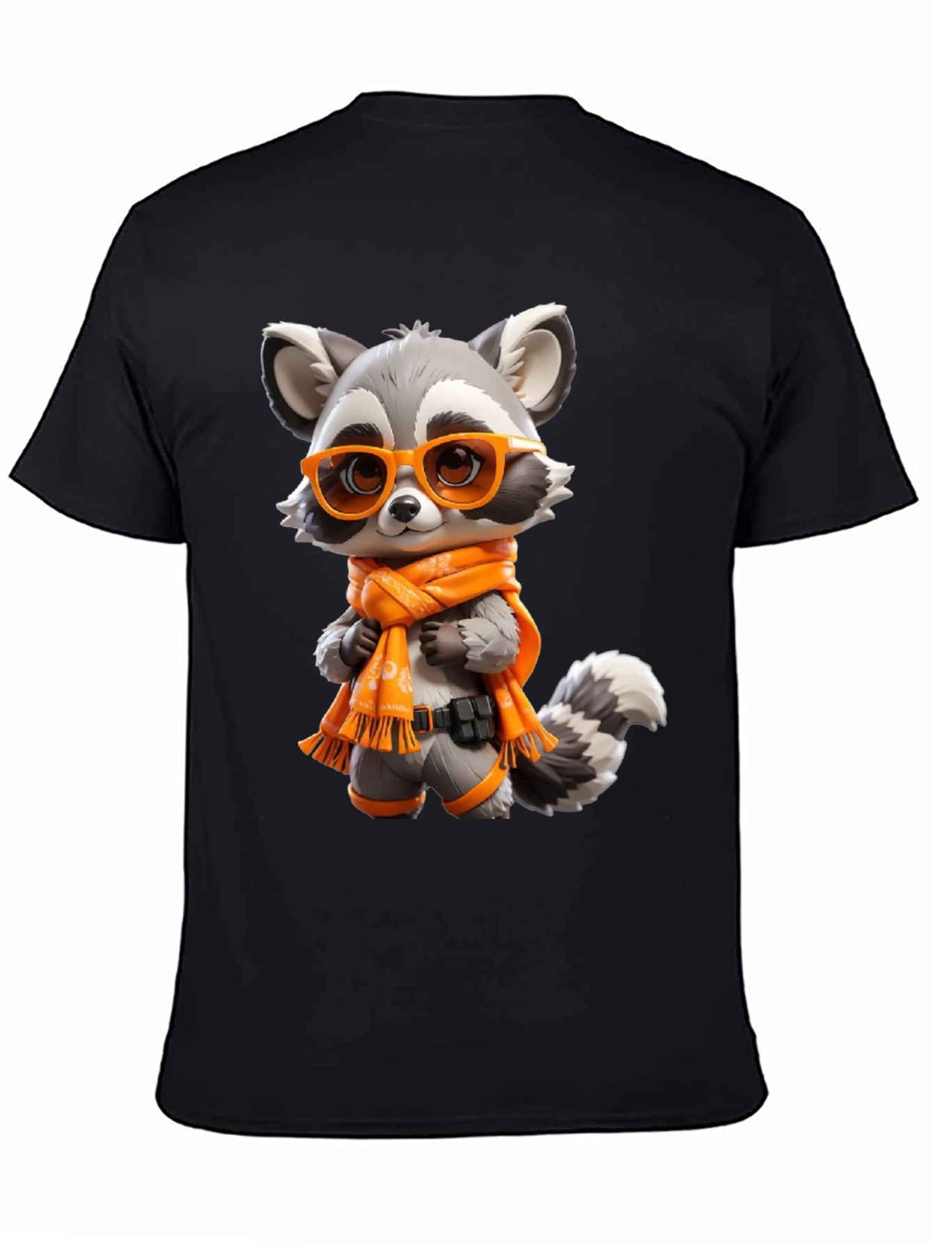 Cartoon Raccoon Graphic Tee - Unisex Black T-Shirt