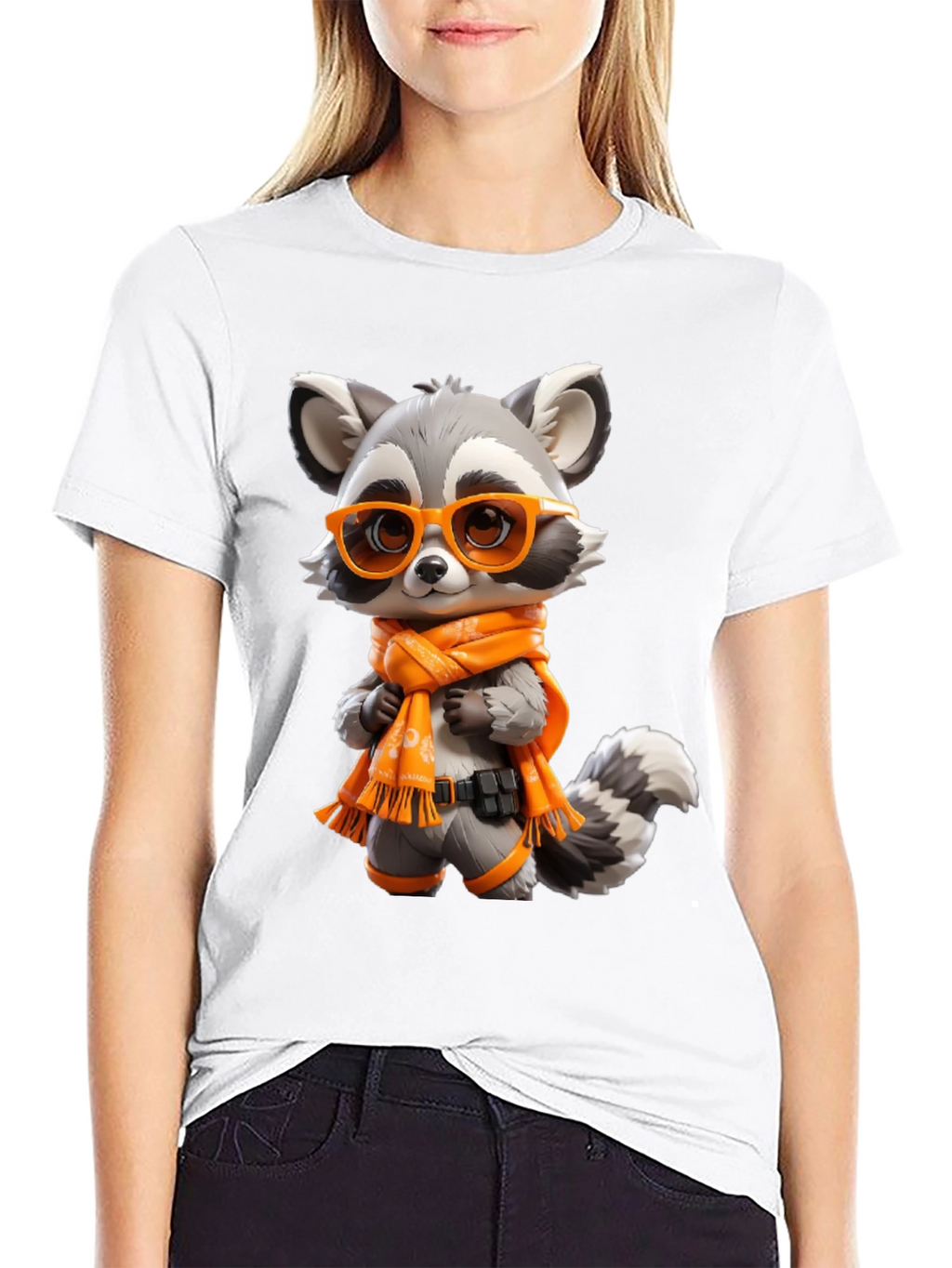 Cartoon Raccoon Graphic Tee - Unisex Black T-Shirt