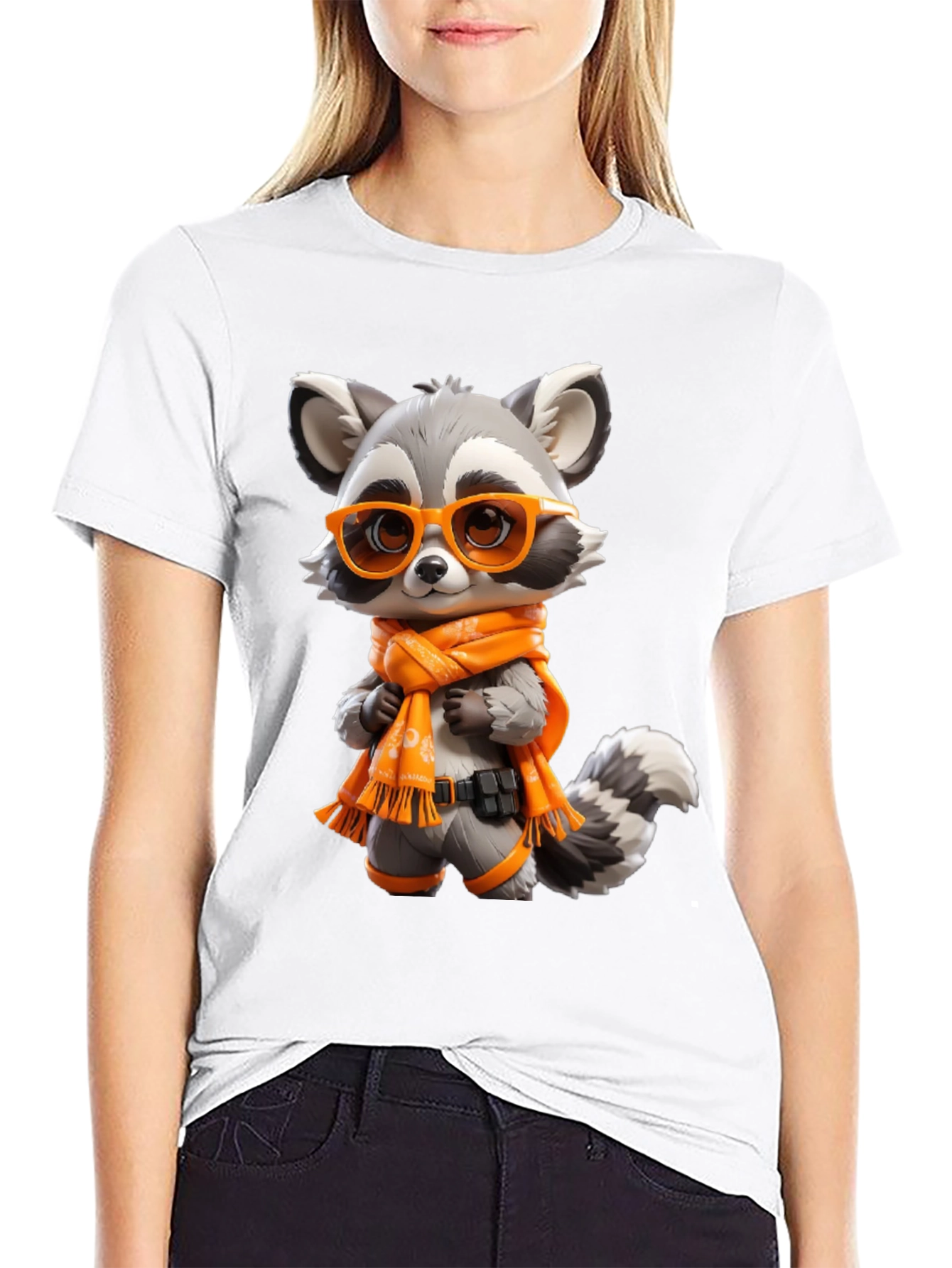 Cartoon Raccoon Graphic Tee - Unisex Black T-Shirt