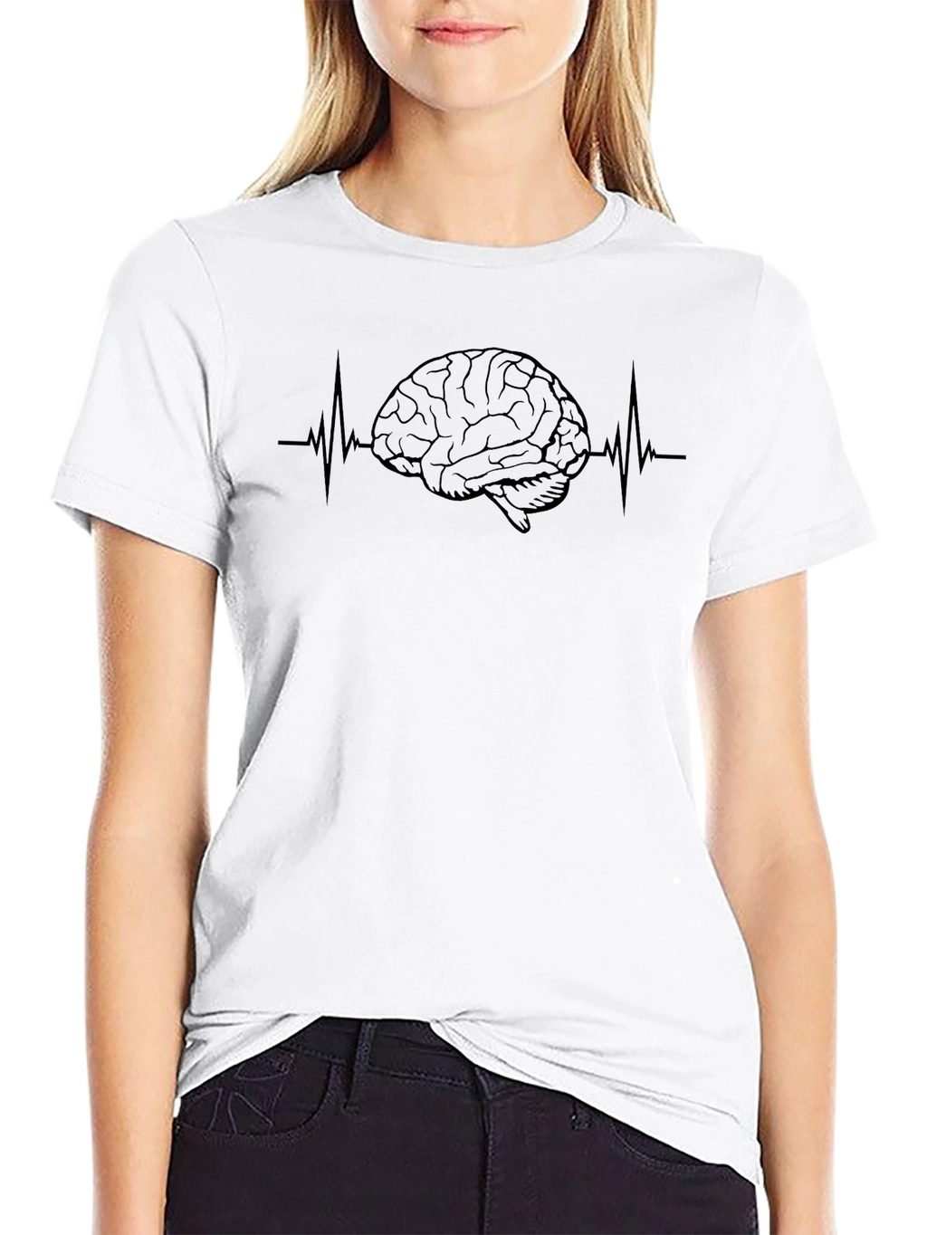 Brain Heartbeat Graphic Tee - Black