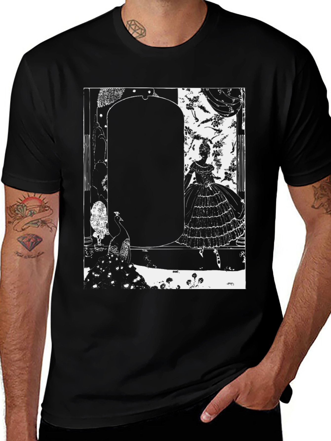 Elegant Silhouette Graphic T-Shirt - Black