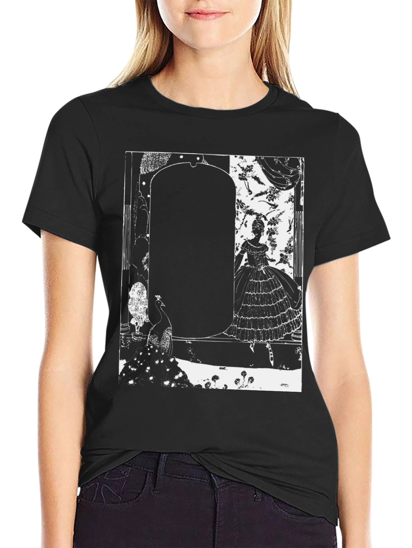 Elegant Silhouette Graphic T-Shirt - Black