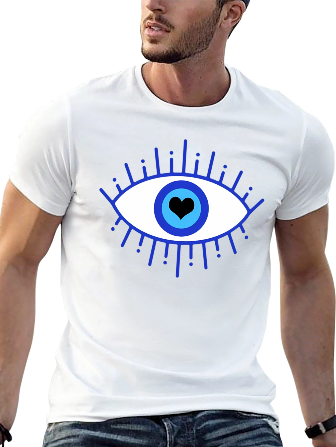 Evil Eye Heart Graphic Black T-Shirt