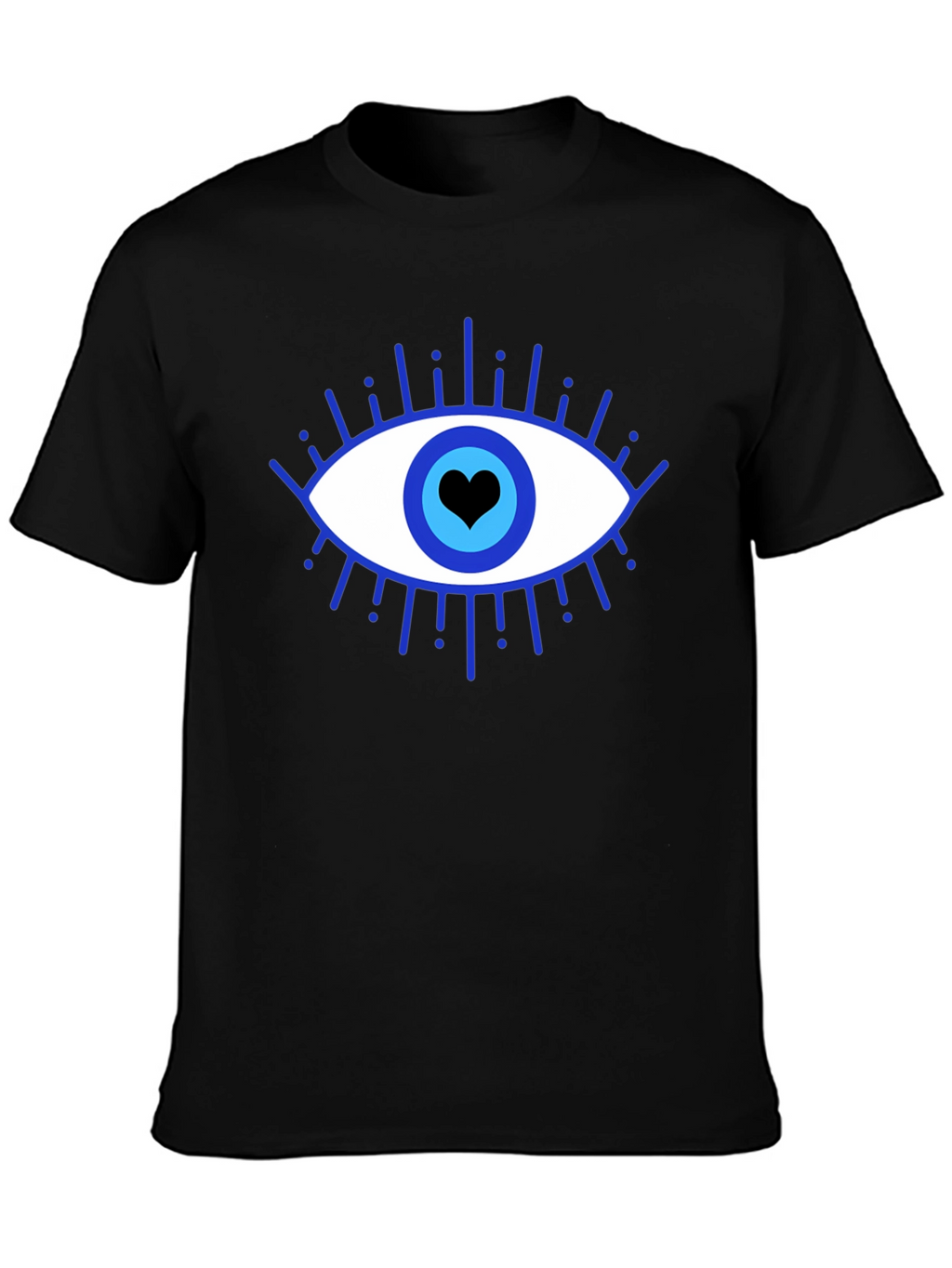 Evil Eye Heart Graphic Black T-Shirt