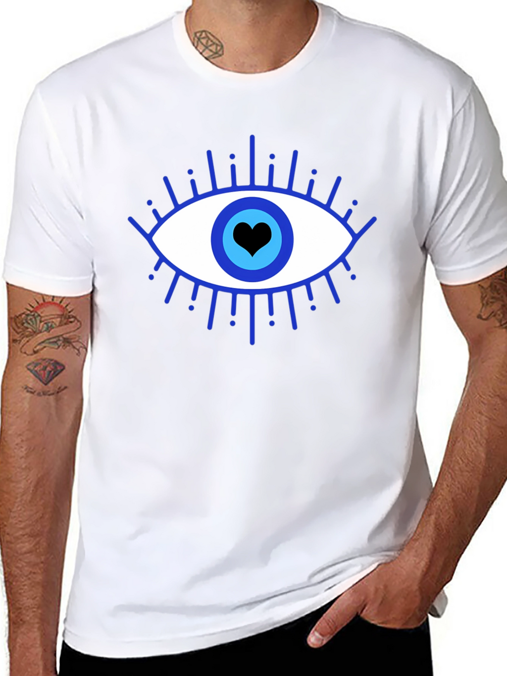 Evil Eye Heart Graphic Black T-Shirt