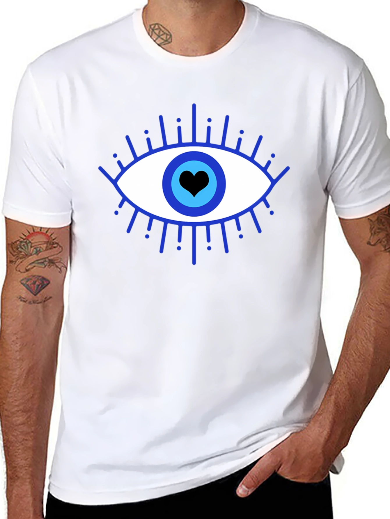 Evil Eye Heart Graphic Black T-Shirt