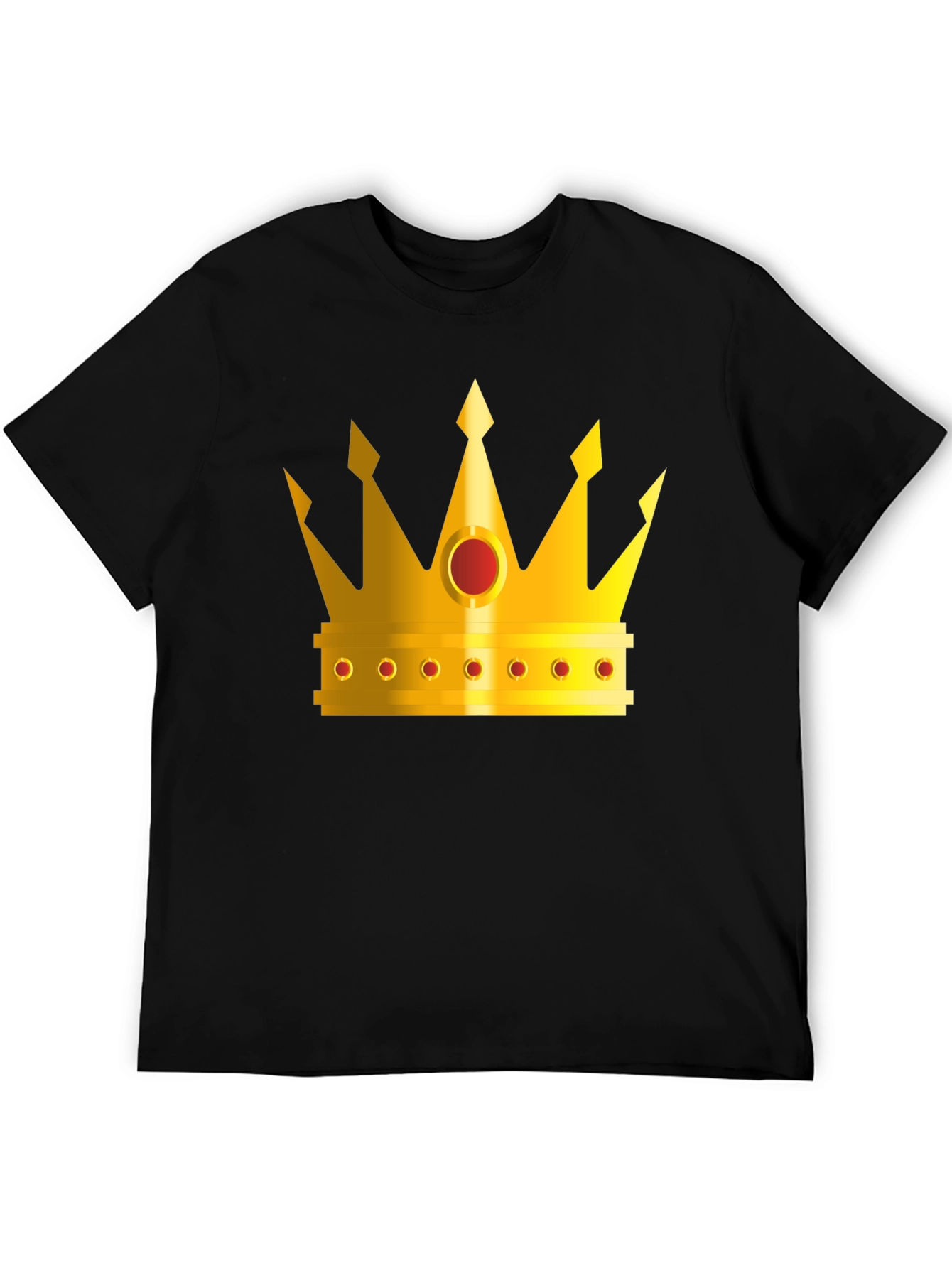 Golden Crown Graphic Tee - Black Crew Neck T-Shirt