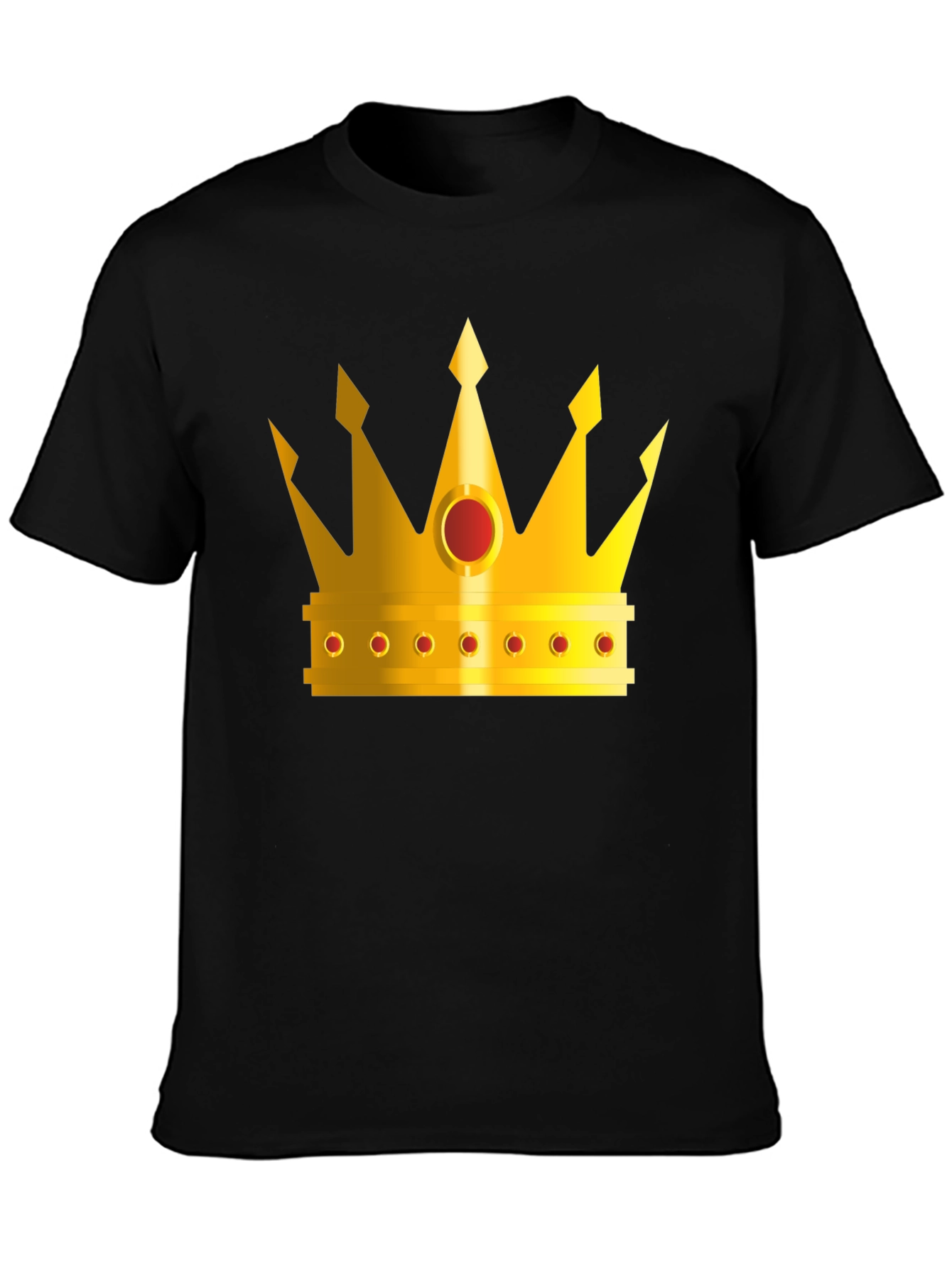 Golden Crown Graphic Tee - Black Crew Neck T-Shirt