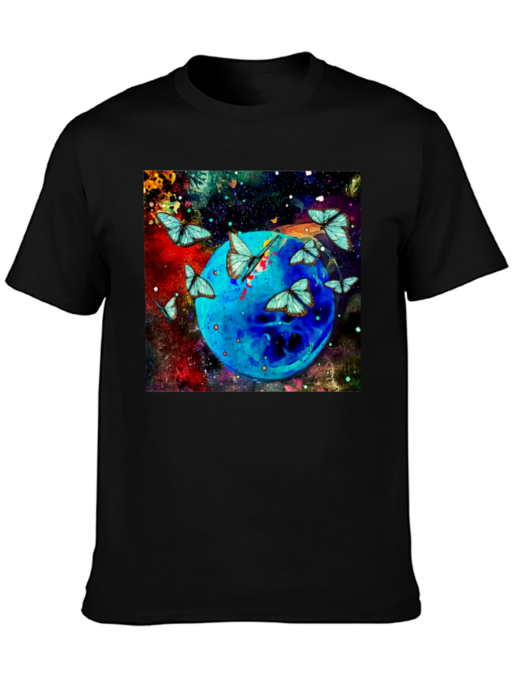 Butterfly Galaxy Graphic Black T-Shirt