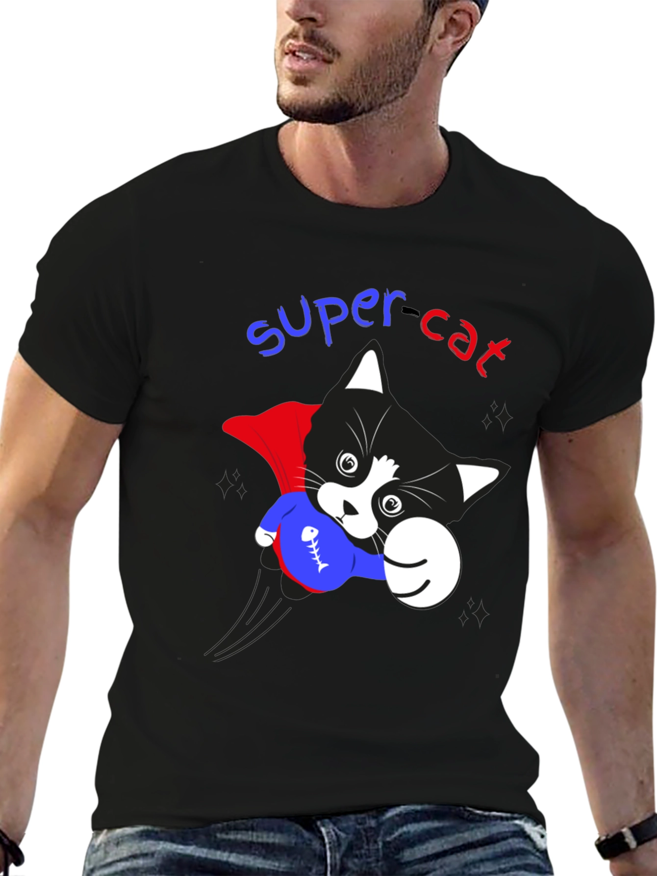 Super Cat Graphic T-Shirt - Heroic Feline Fun!