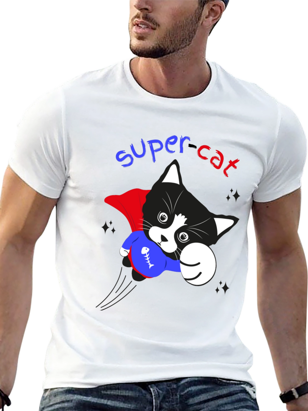 Super Cat Graphic T-Shirt - Heroic Feline Fun!