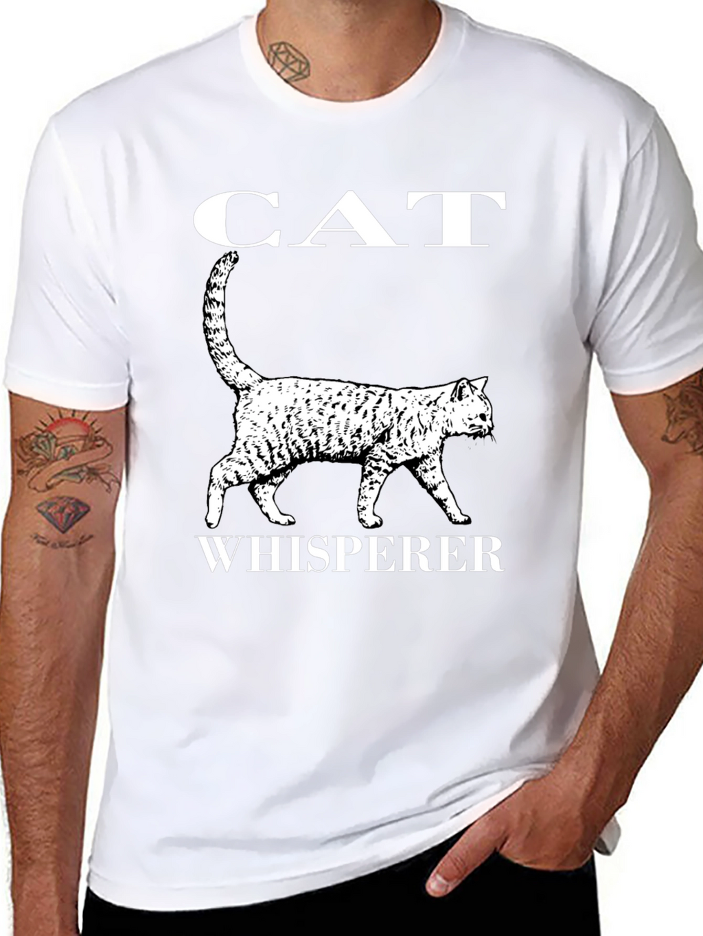 Cat Whisperer Graphic T-Shirt - Black Cotton Tee