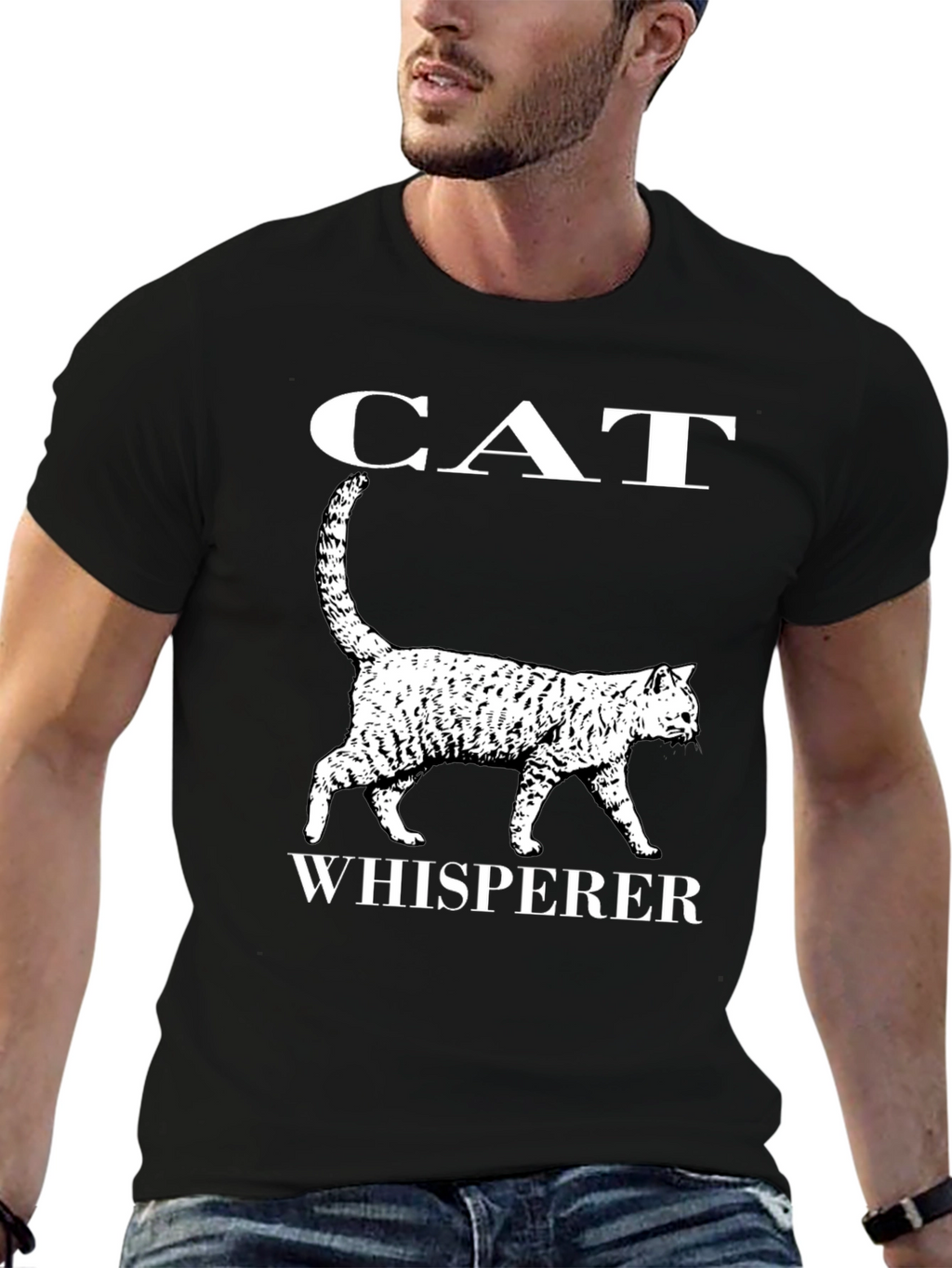 Cat Whisperer Graphic T-Shirt - Black Cotton Tee