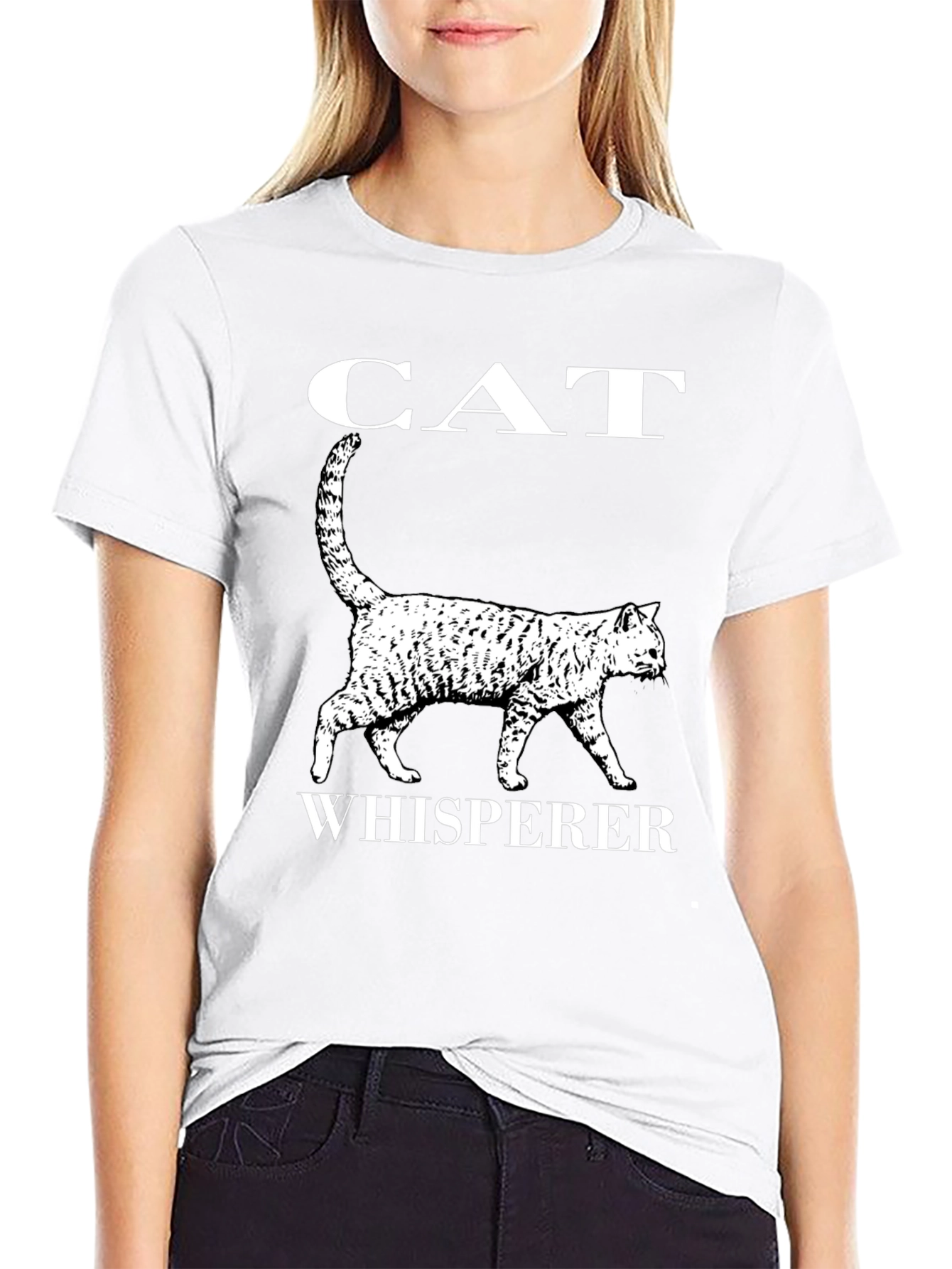 Cat Whisperer Graphic T-Shirt - Black Cotton Tee