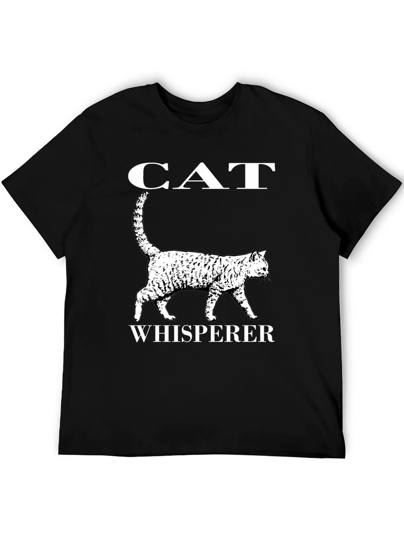 Cat Whisperer Graphic T-Shirt - Black Cotton Tee