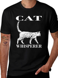 Cat Whisperer Graphic T-Shirt - Black Cotton Tee