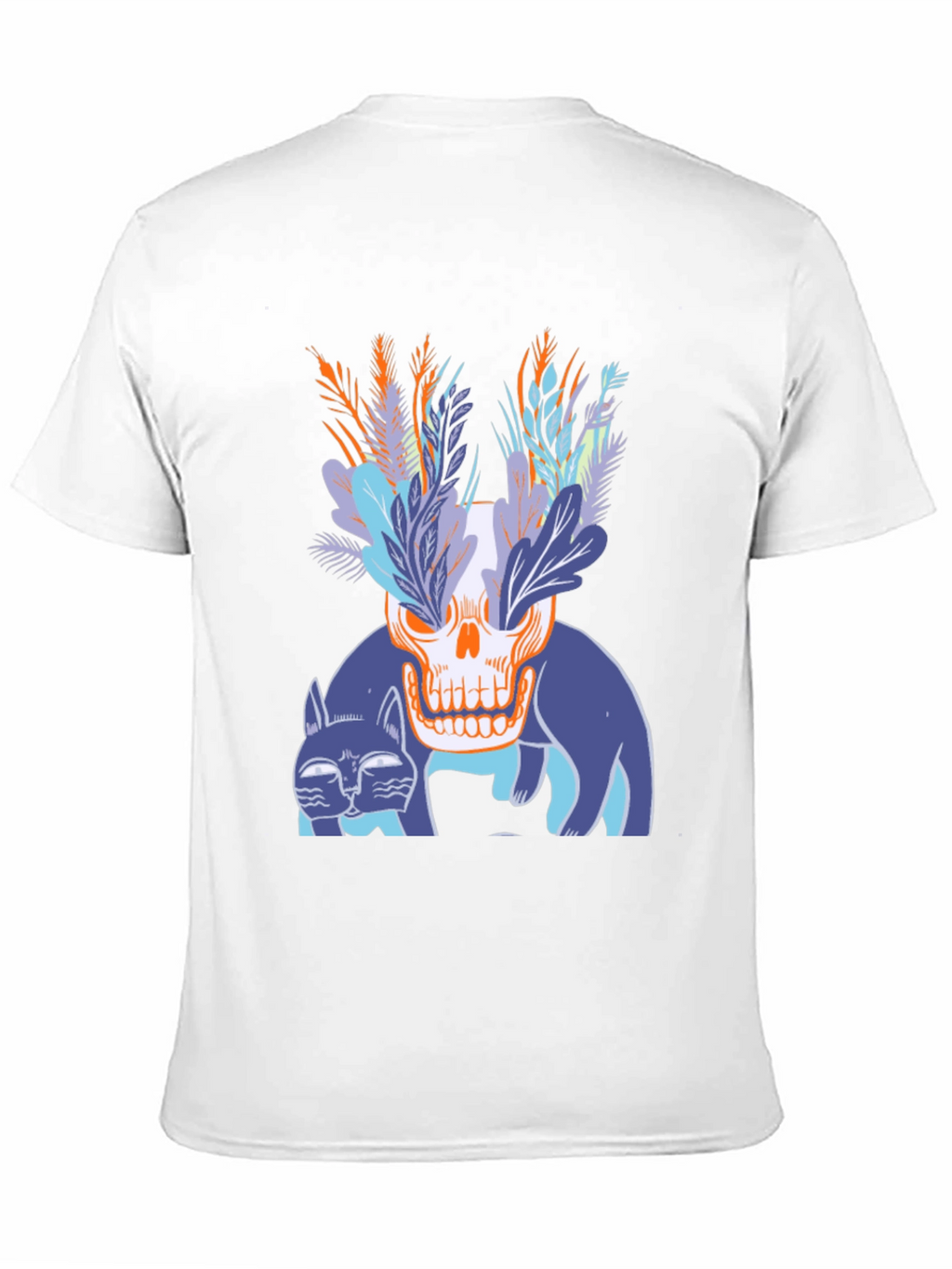 Skull & Cats Graphic Tee - Black Cotton Shirt
