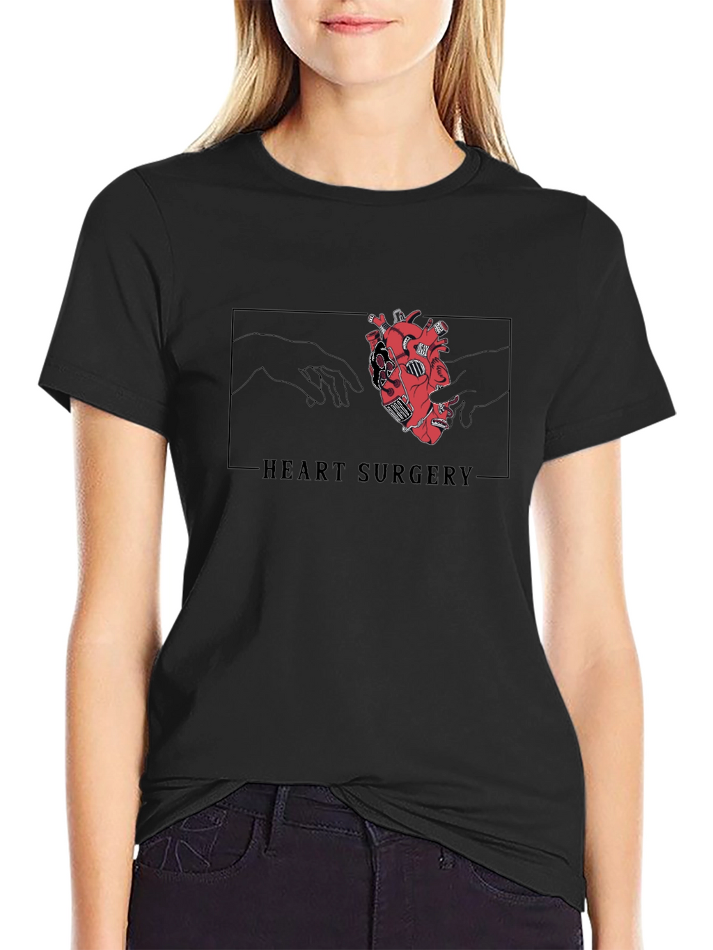 Heart Surgery Graphic Tee - Black Cotton T-Shirt