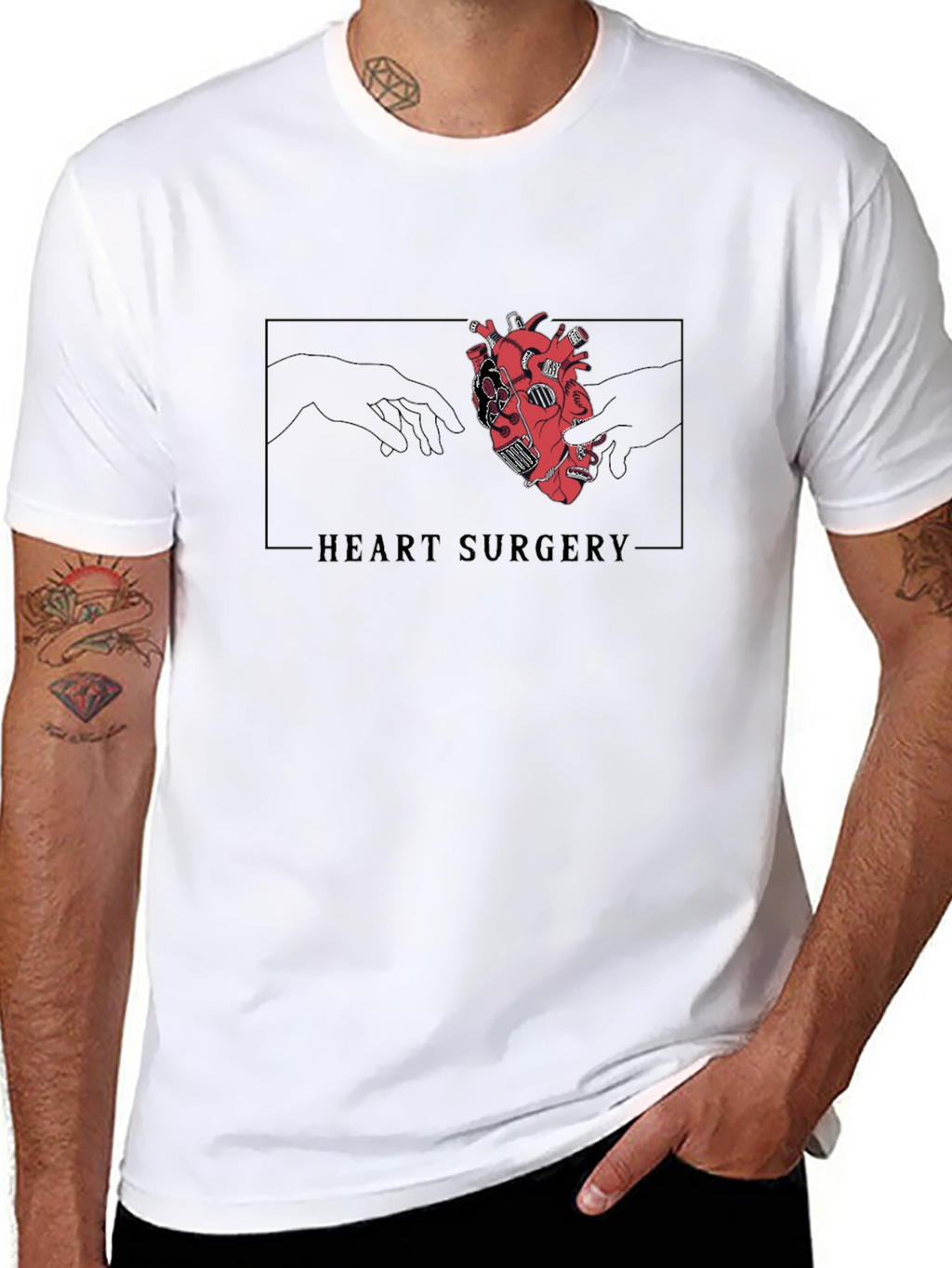 Heart Surgery Graphic Tee - Black Cotton T-Shirt