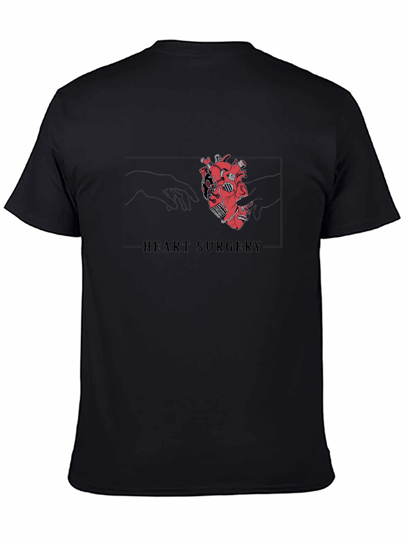 Heart Surgery Graphic Tee - Black Cotton T-Shirt