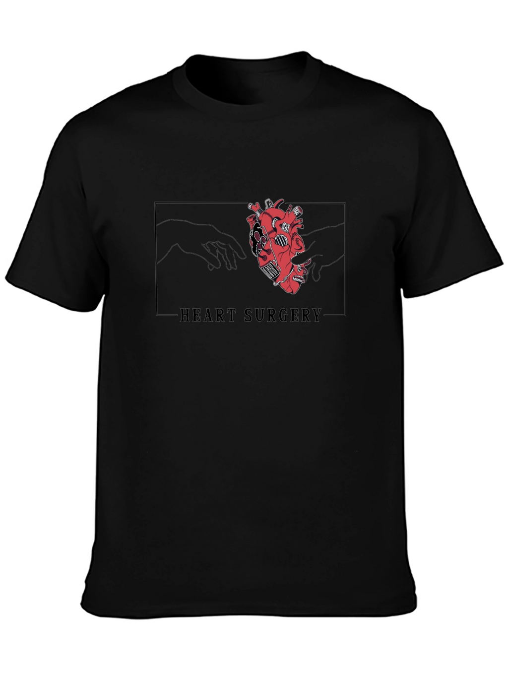 Heart Surgery Graphic Tee - Black Cotton T-Shirt