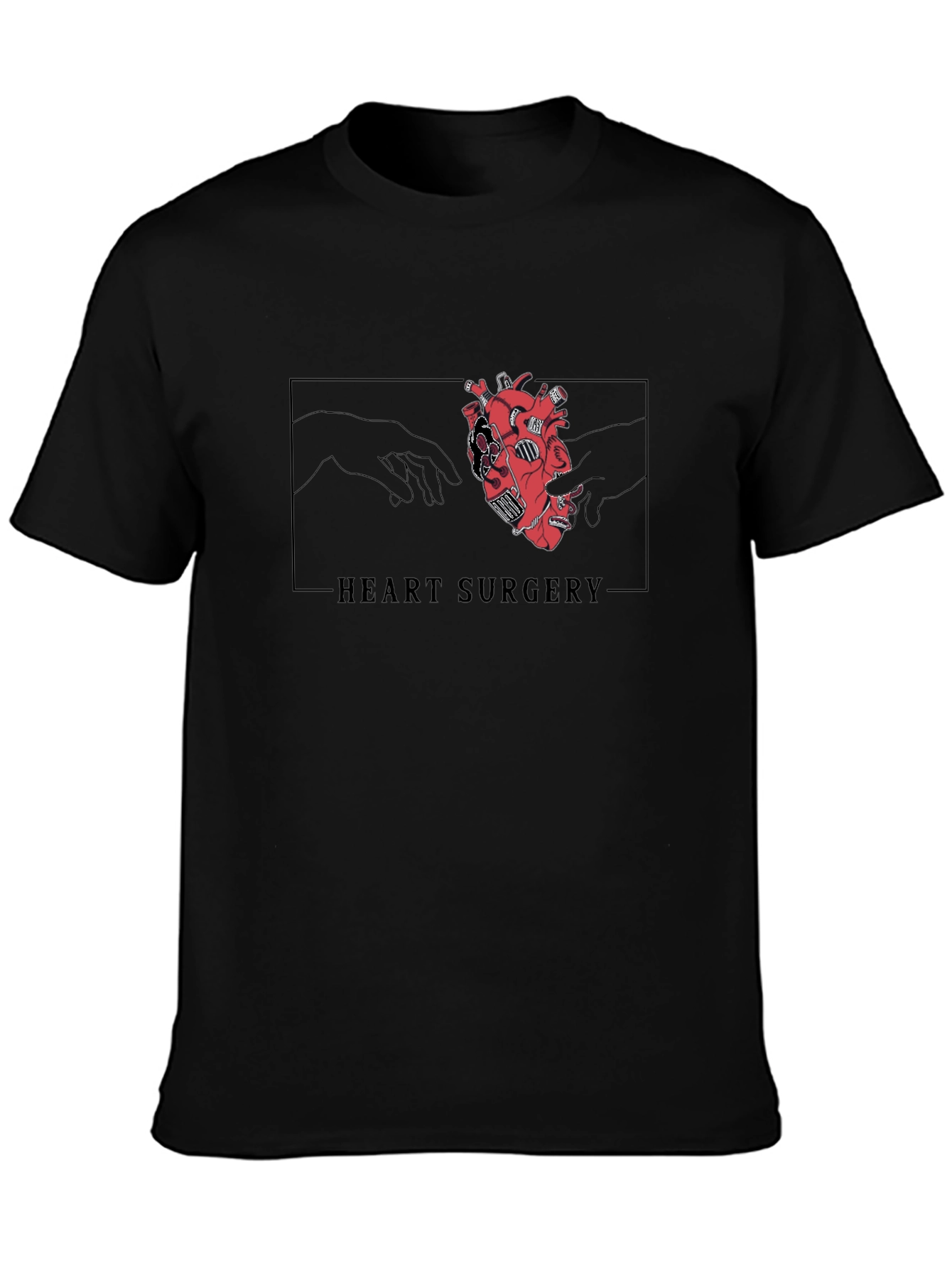 Heart Surgery Graphic Tee - Black Cotton T-Shirt