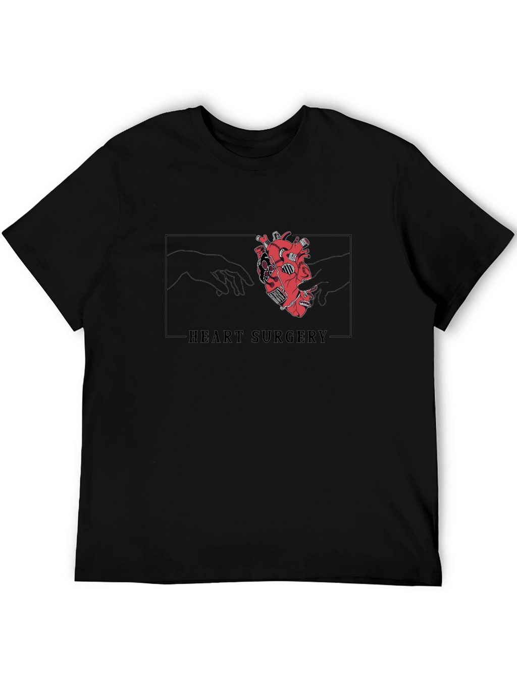 Heart Surgery Graphic Tee - Black Cotton T-Shirt