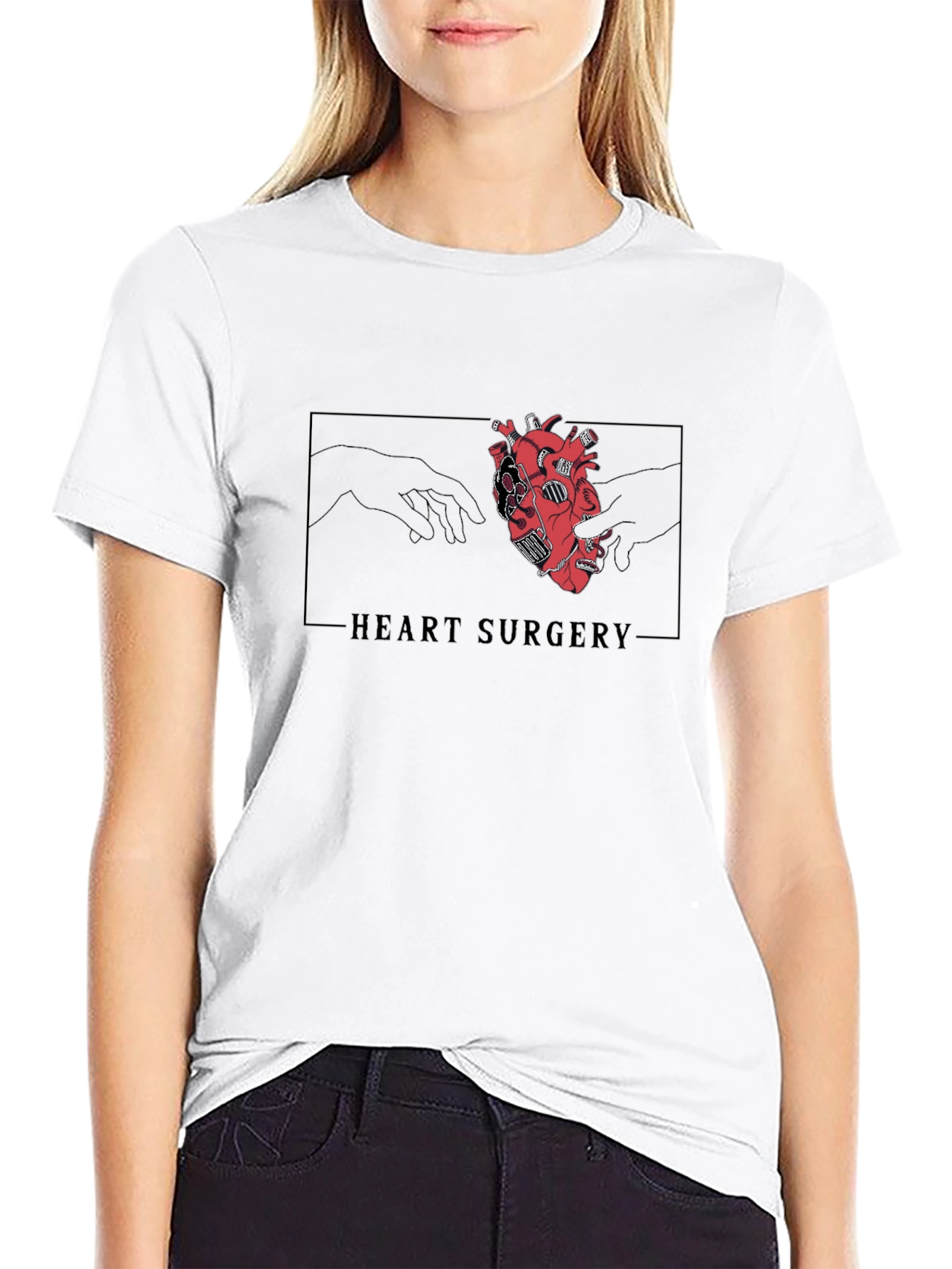 Heart Surgery Graphic Tee - Black Cotton T-Shirt