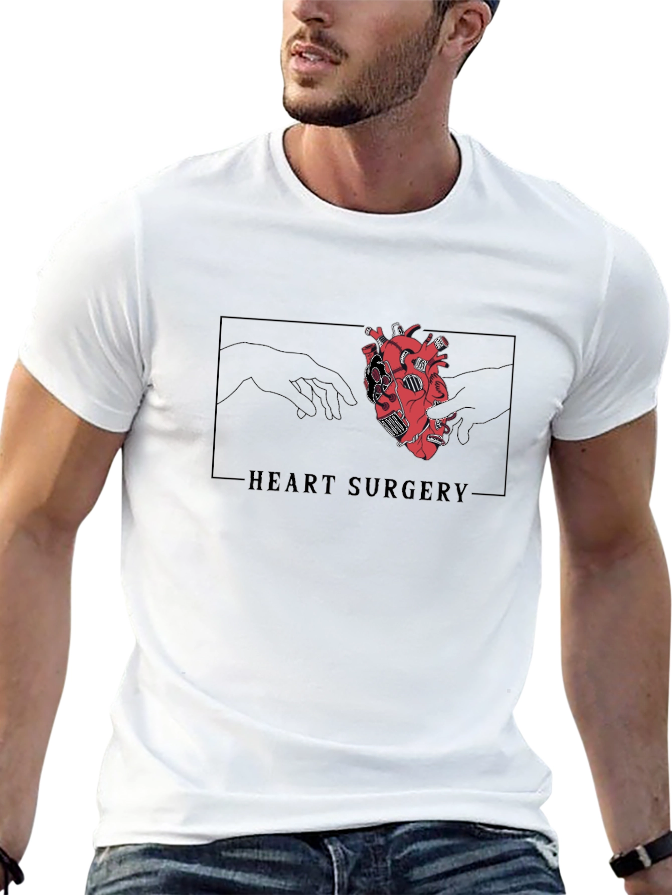 Heart Surgery Graphic Tee - Black Cotton T-Shirt