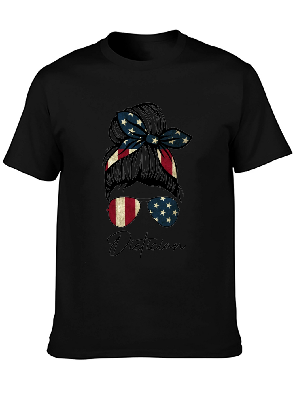 Patriotic Dietician Messy Bun T-Shirt