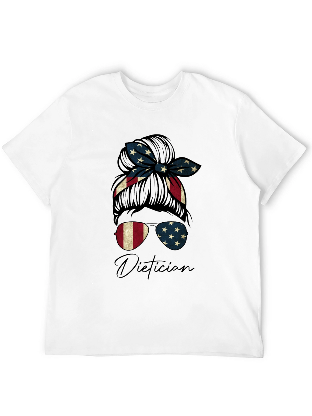 Patriotic Dietician Messy Bun T-Shirt