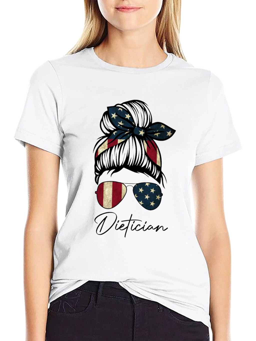 Patriotic Dietician Messy Bun T-Shirt
