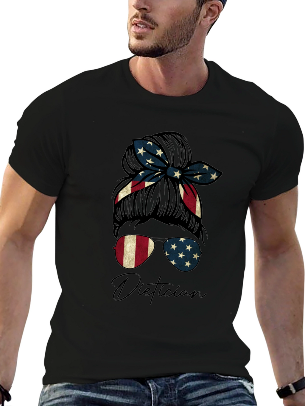 Patriotic Dietician Messy Bun T-Shirt